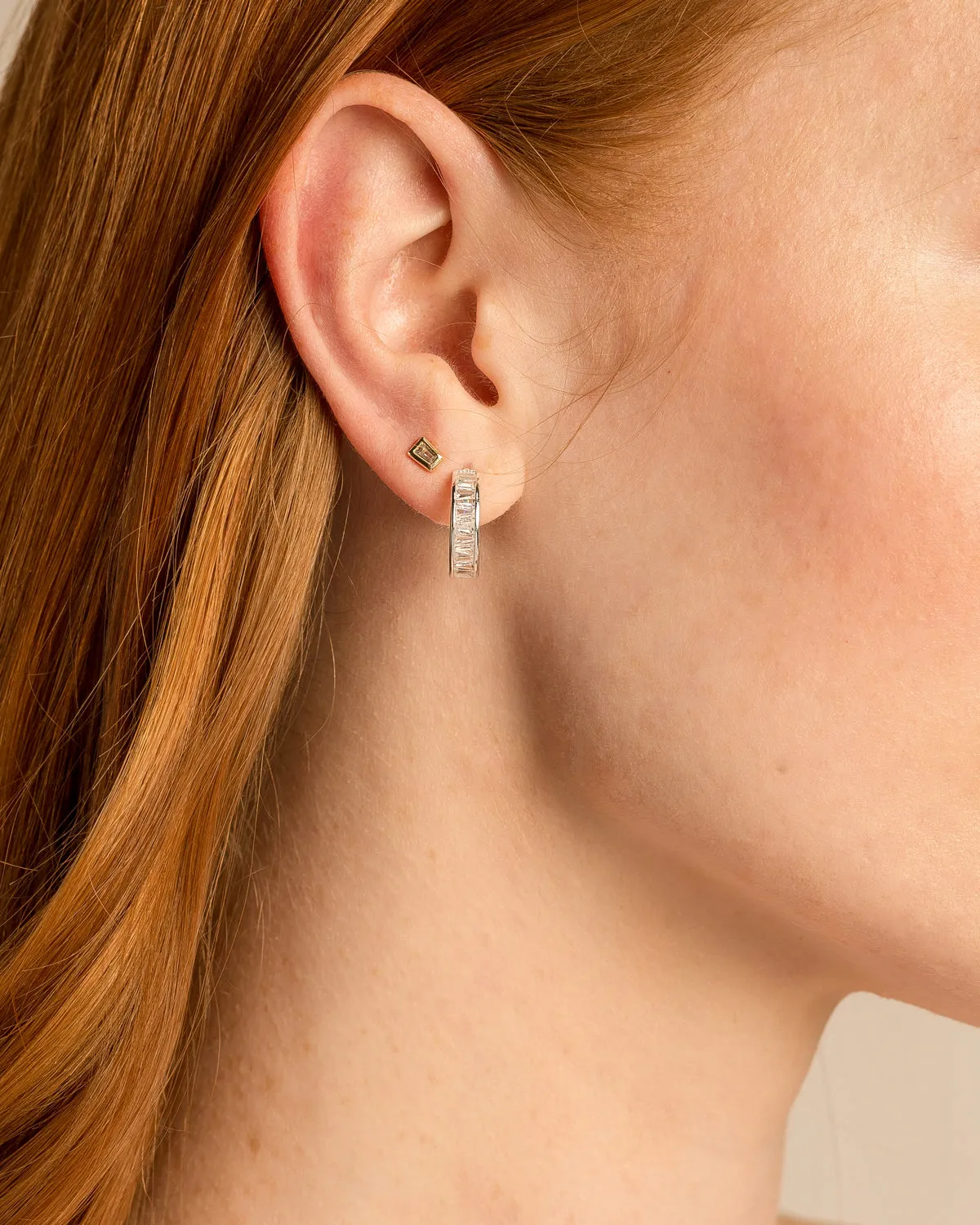 Beautifully Broken Baguette Mini Hoop Earrings