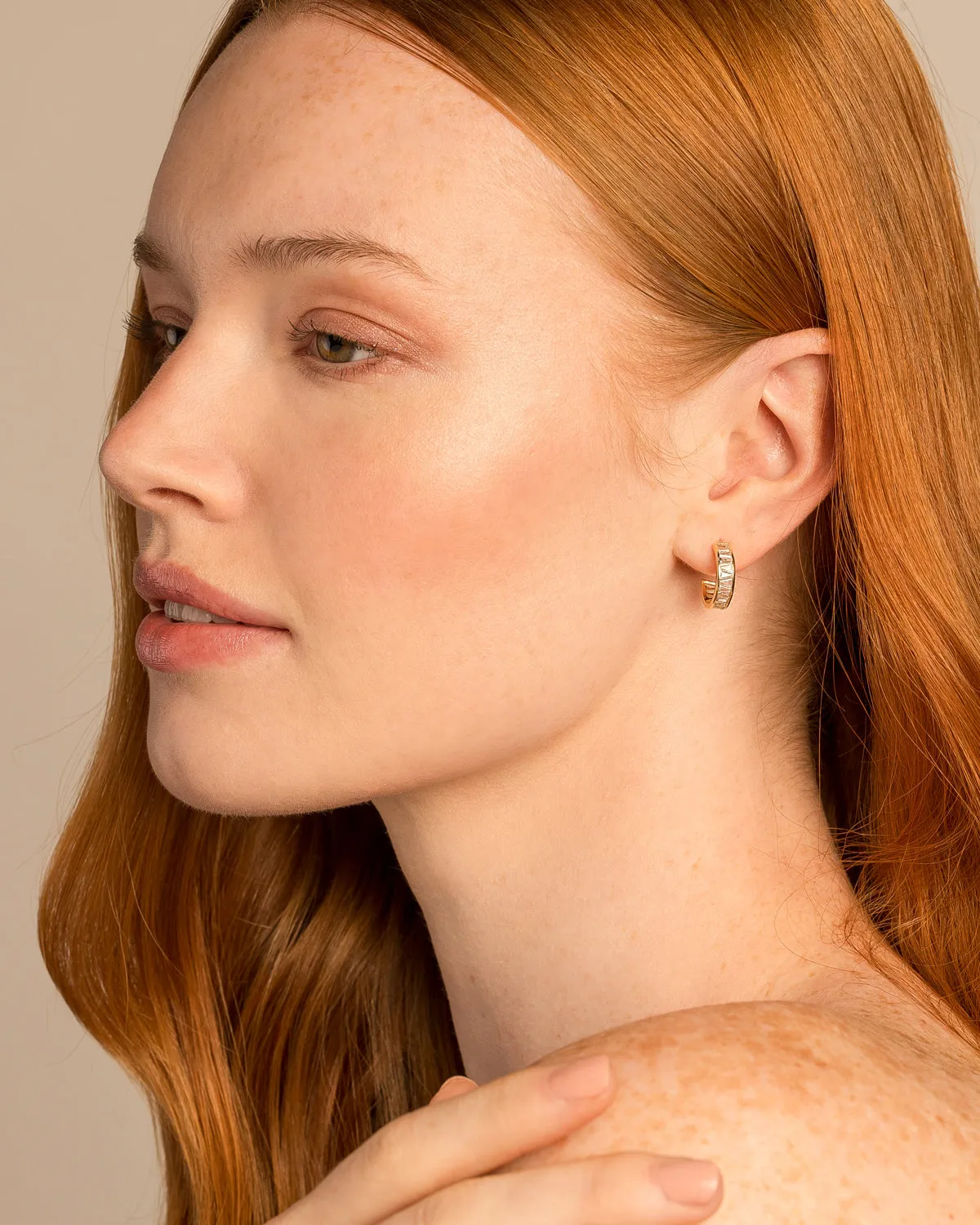 Beautifully Broken Baguette Mini Hoop Earrings