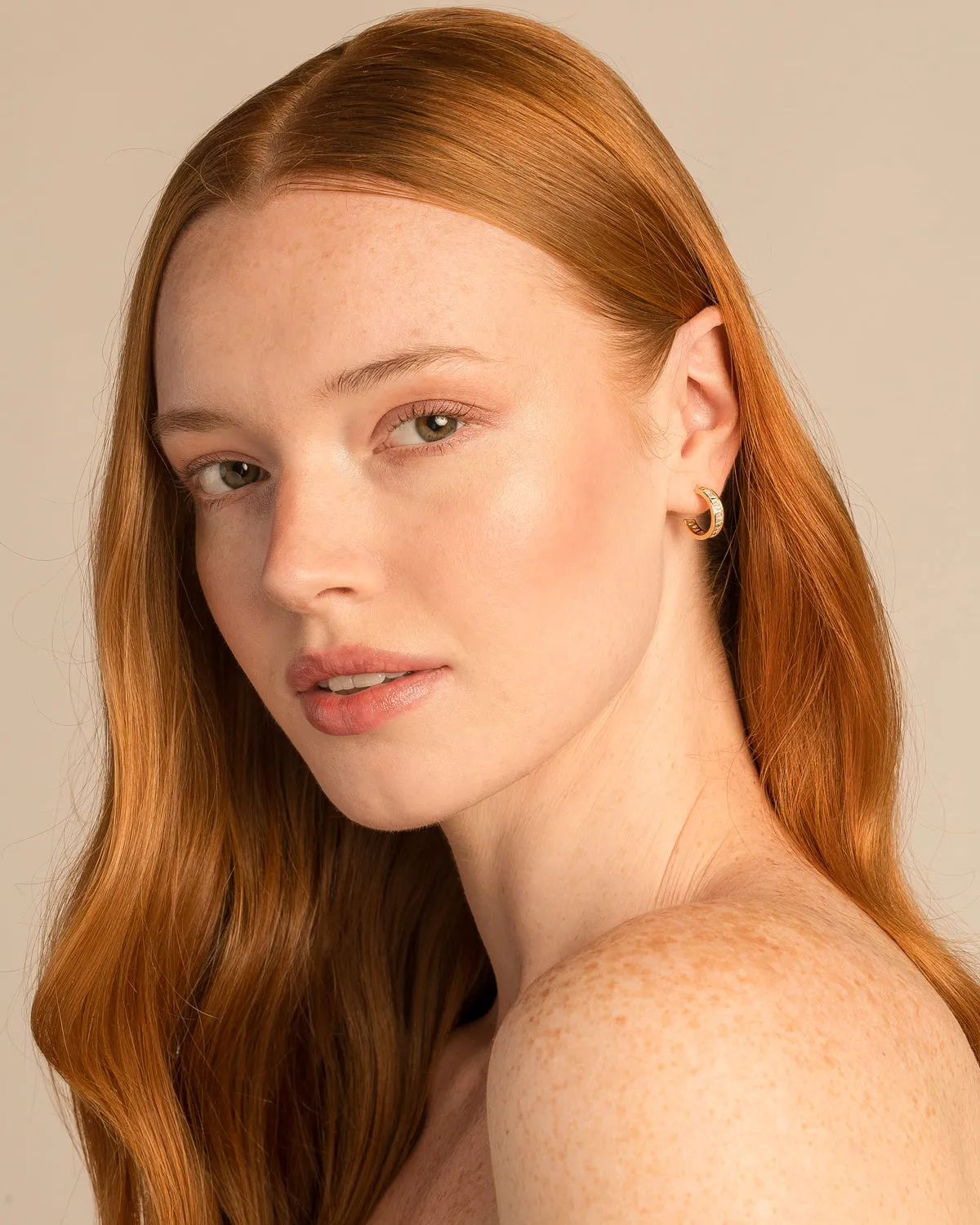 Beautifully Broken Baguette Mini Hoop Earrings