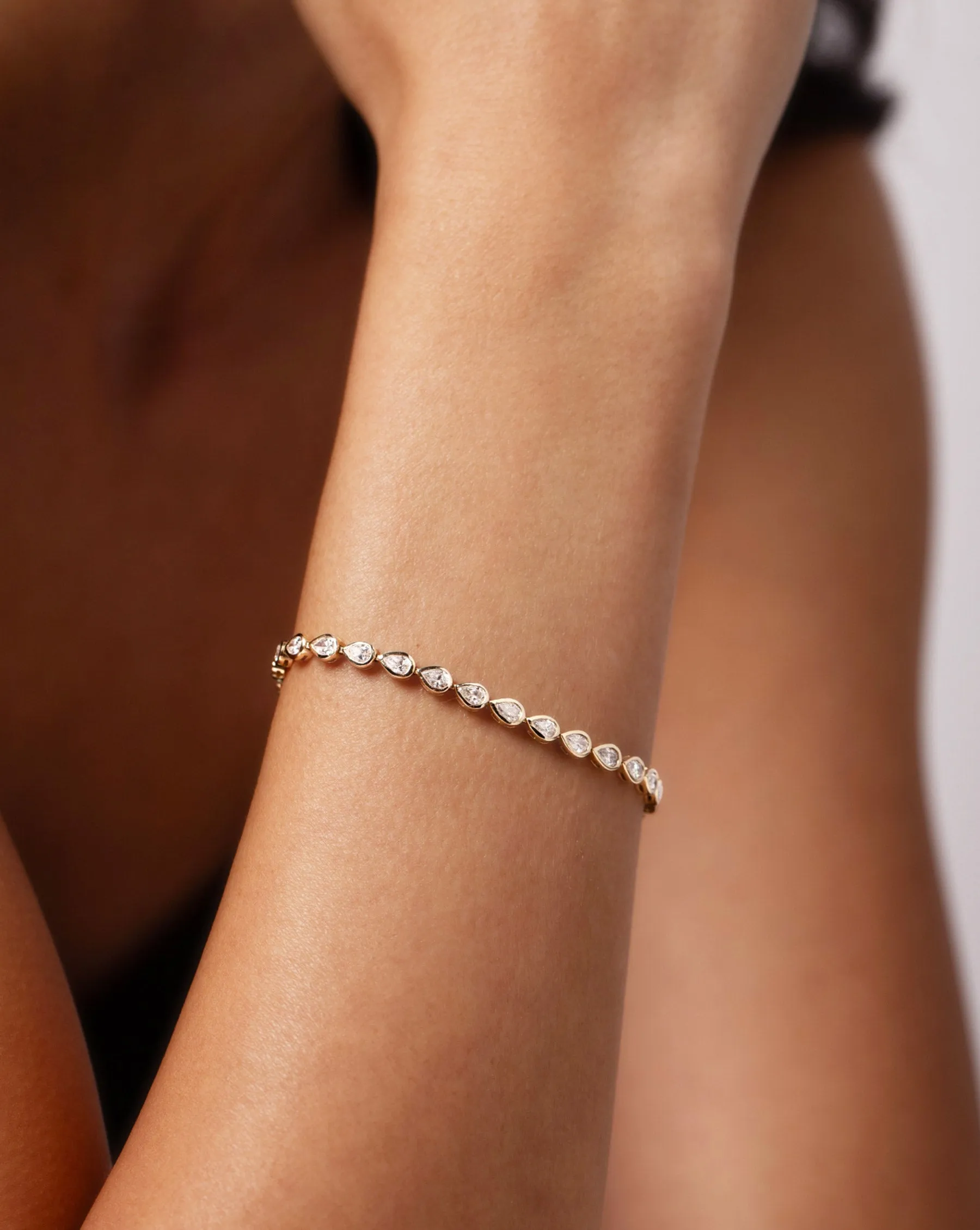 Bezel-Set Pear Diamond Tennis Bracelet