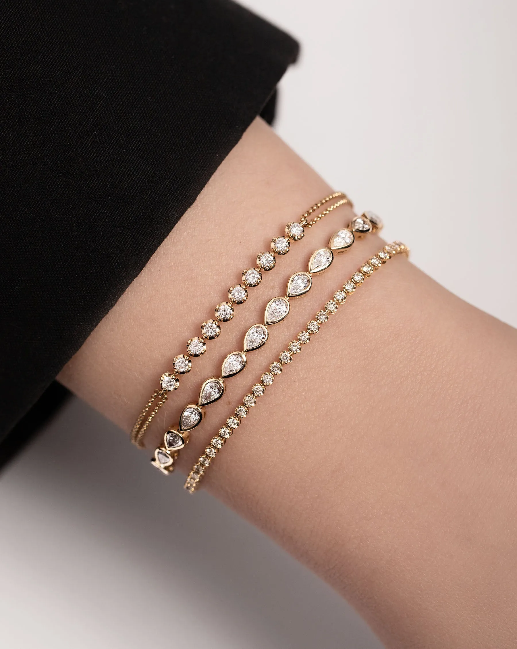 Bezel-Set Pear Diamond Tennis Bracelet