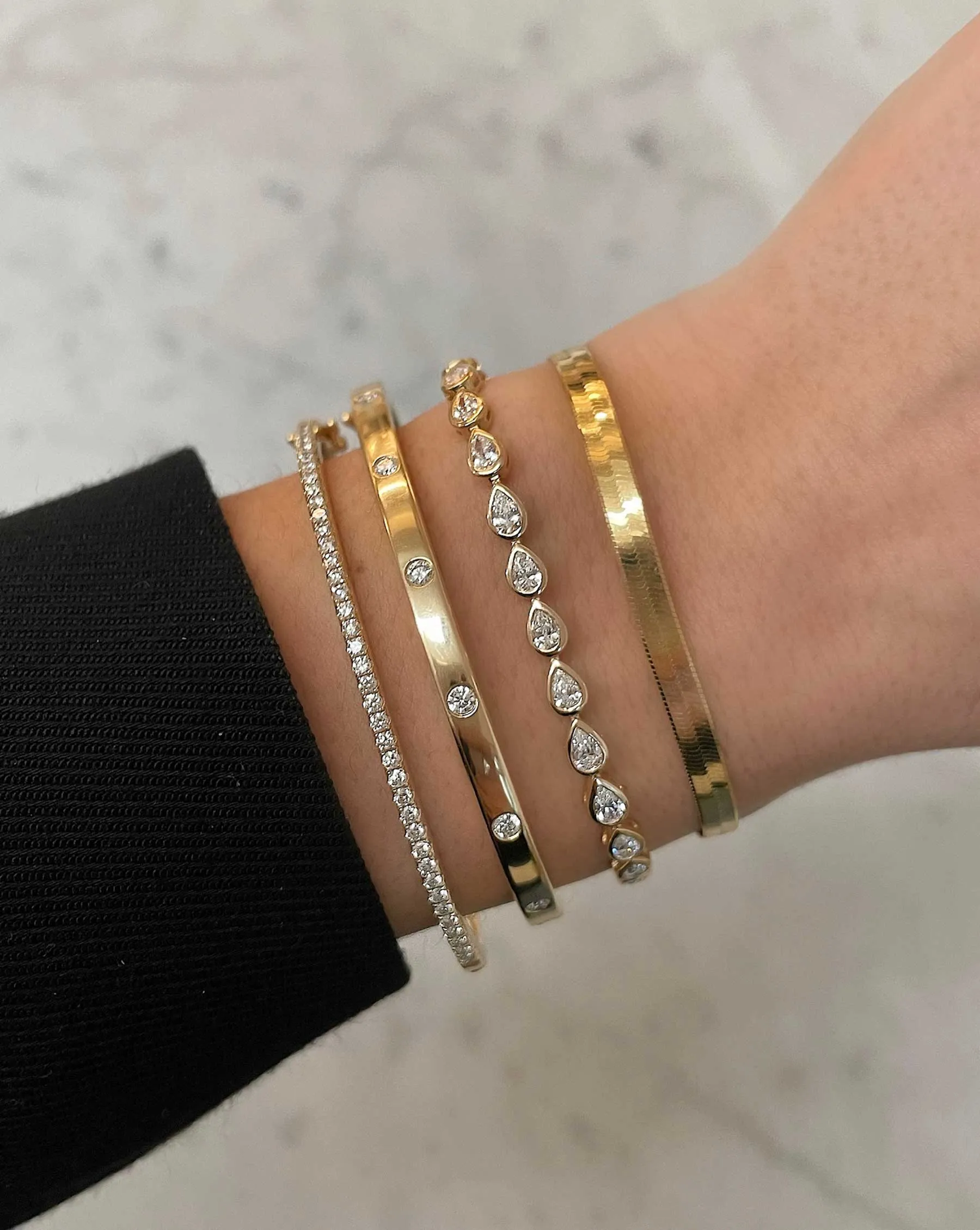 Bezel-Set Pear Diamond Tennis Bracelet