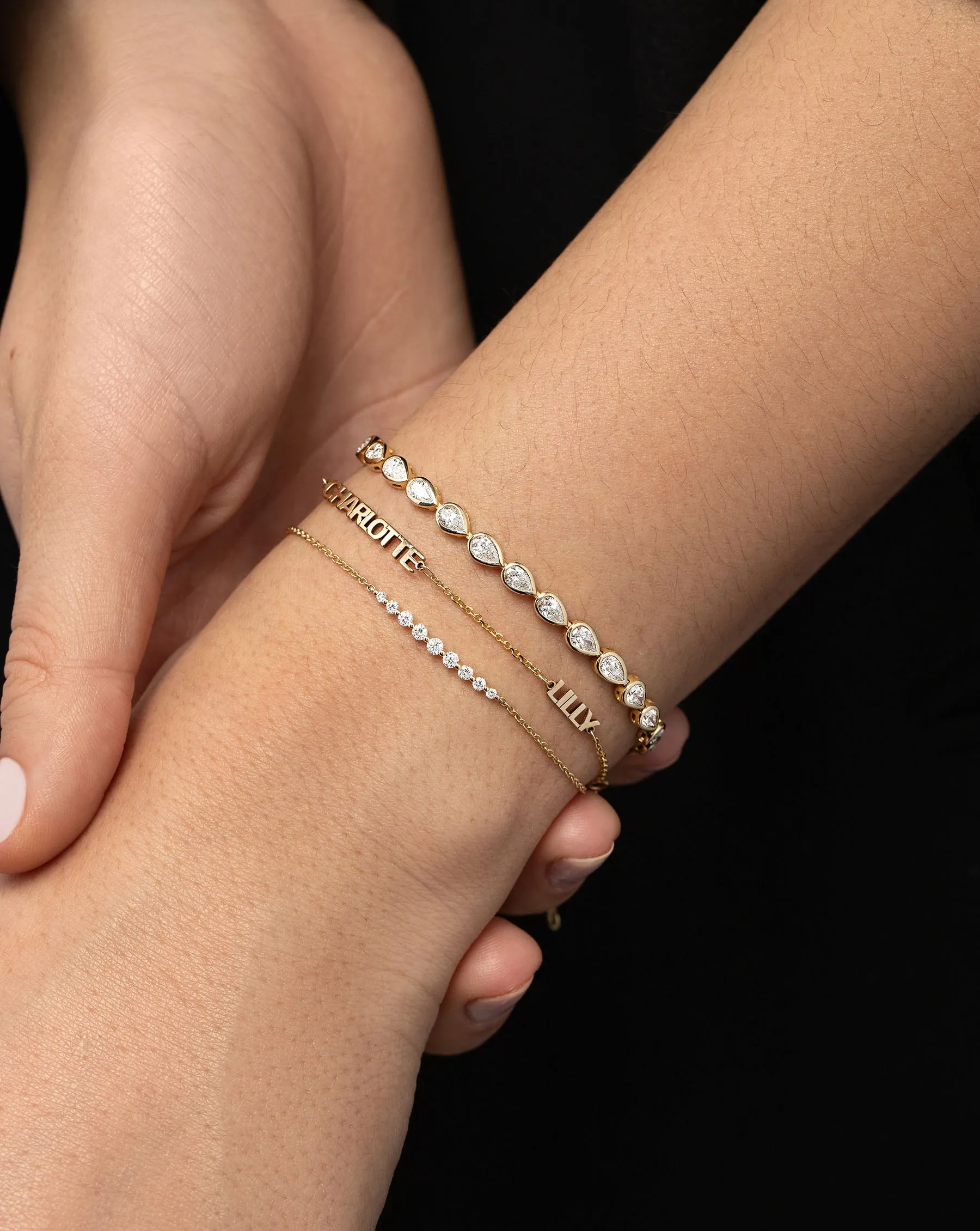 Bezel-Set Pear Diamond Tennis Bracelet