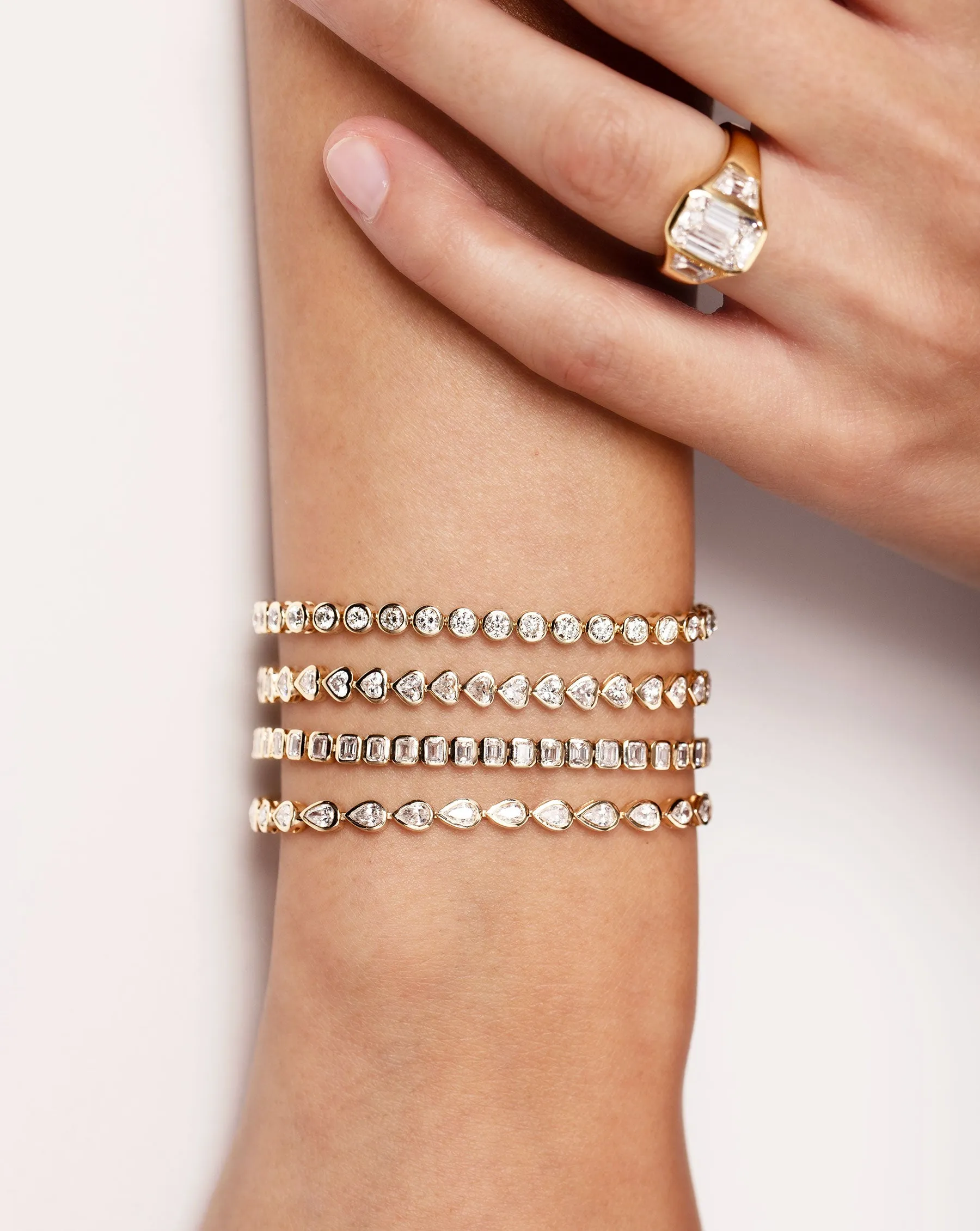 Bezel-Set Pear Diamond Tennis Bracelet