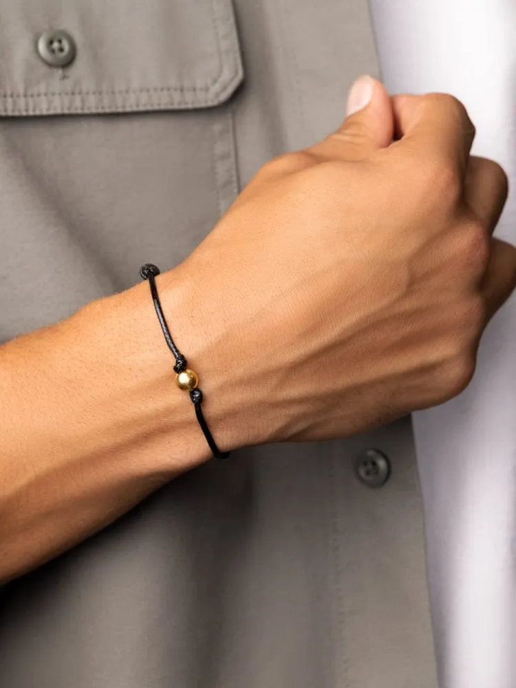 Black String Bracelet with Gold