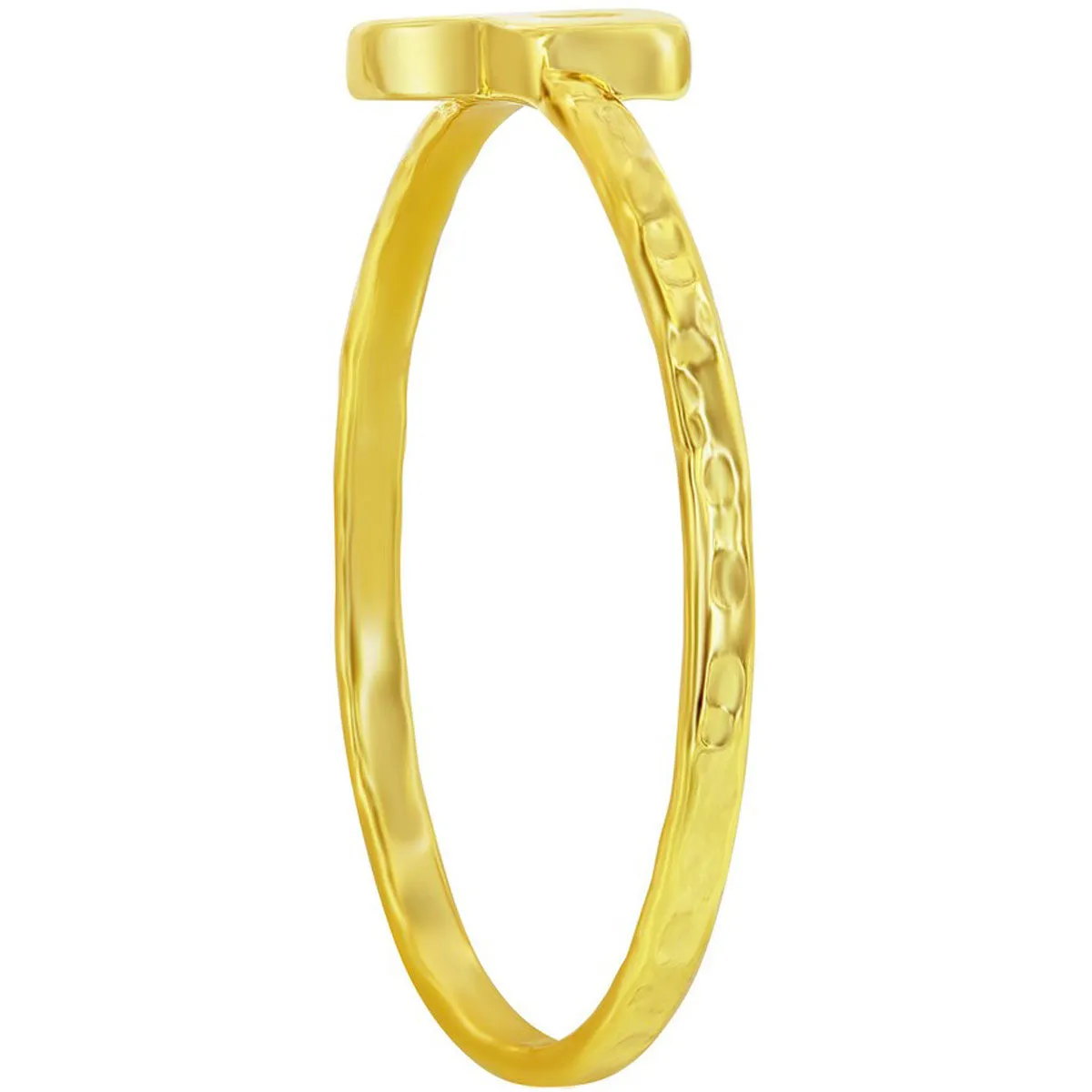 Classic Unisex Gold Tone P Initial Hammered Ring - W-2830