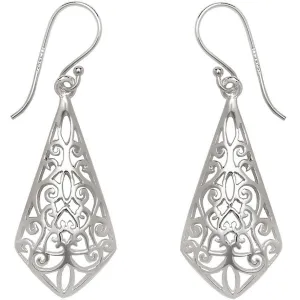 Classic Women's Earrings - Open Cut Out Diamond Shaped French Wire Closure | A-2308