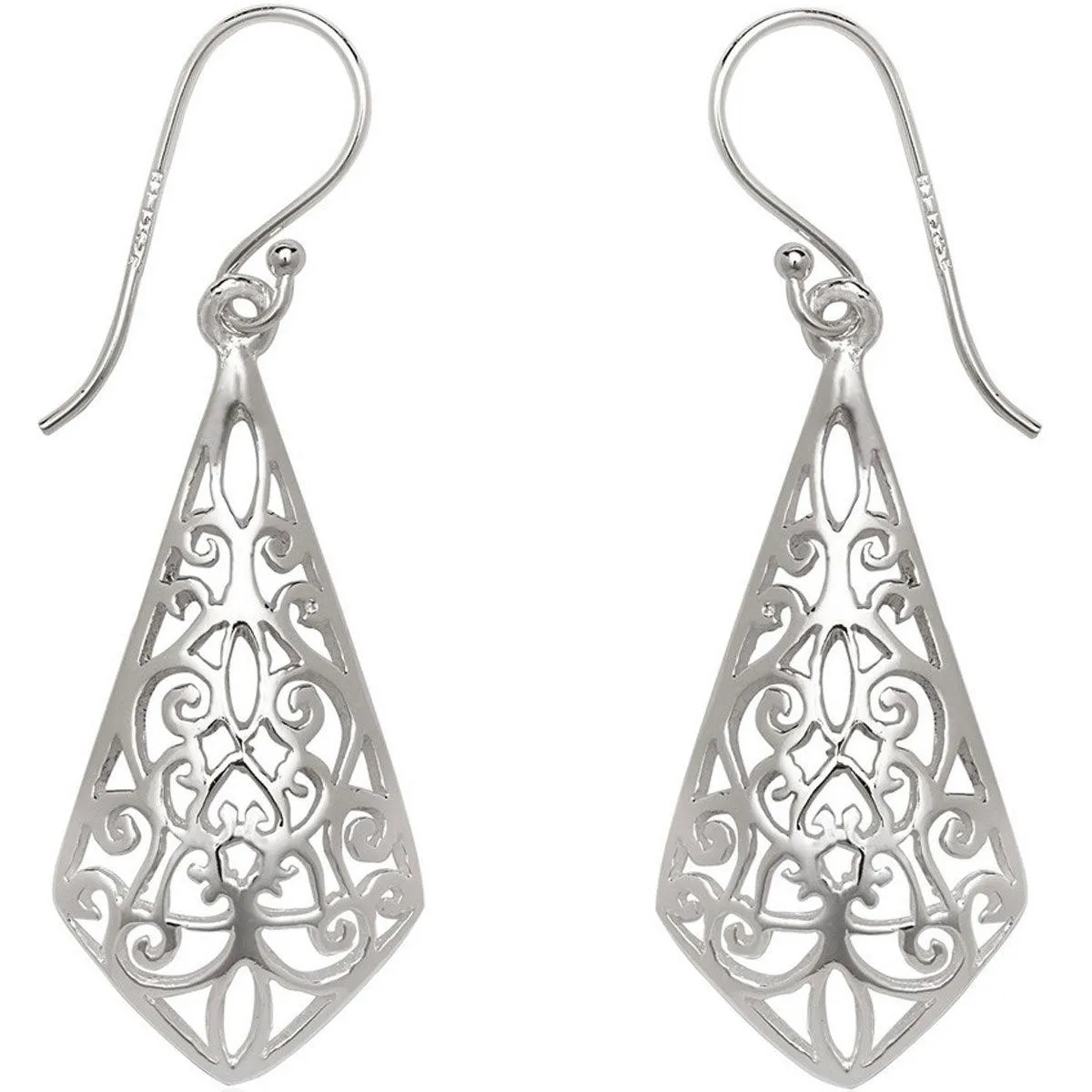 Classic Women's Earrings - Open Cut Out Diamond Shaped French Wire Closure | A-2308