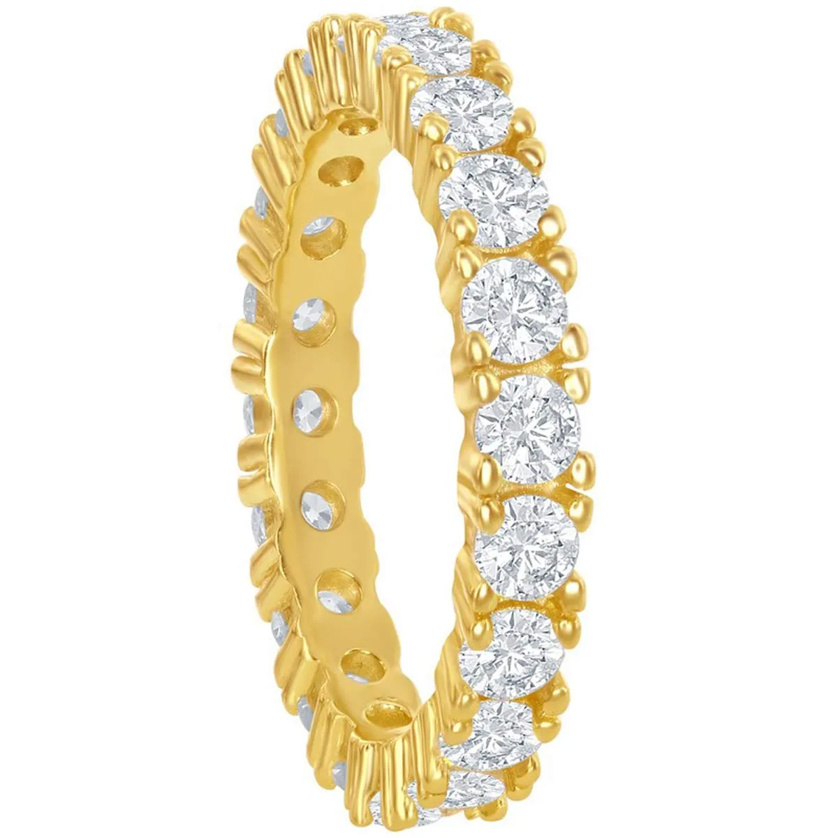 Classic Women's Gold Plated 3mm CZ Eternity Ring - W-2499