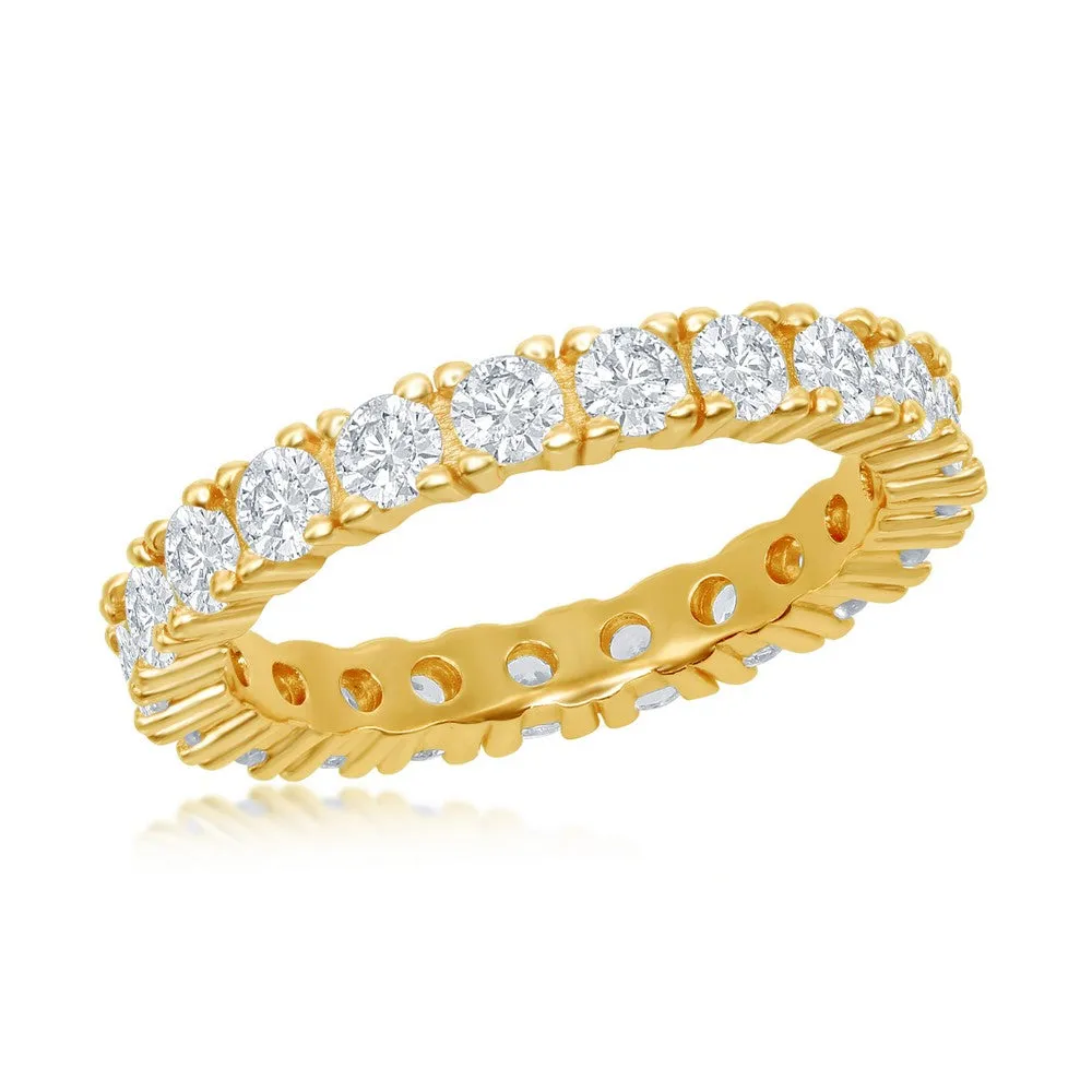 Classic Women's Gold Plated 3mm CZ Eternity Ring - W-2499