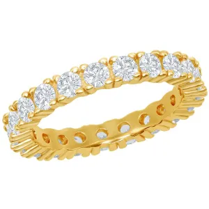 Classic Women's Gold Plated 3mm CZ Eternity Ring - W-2499