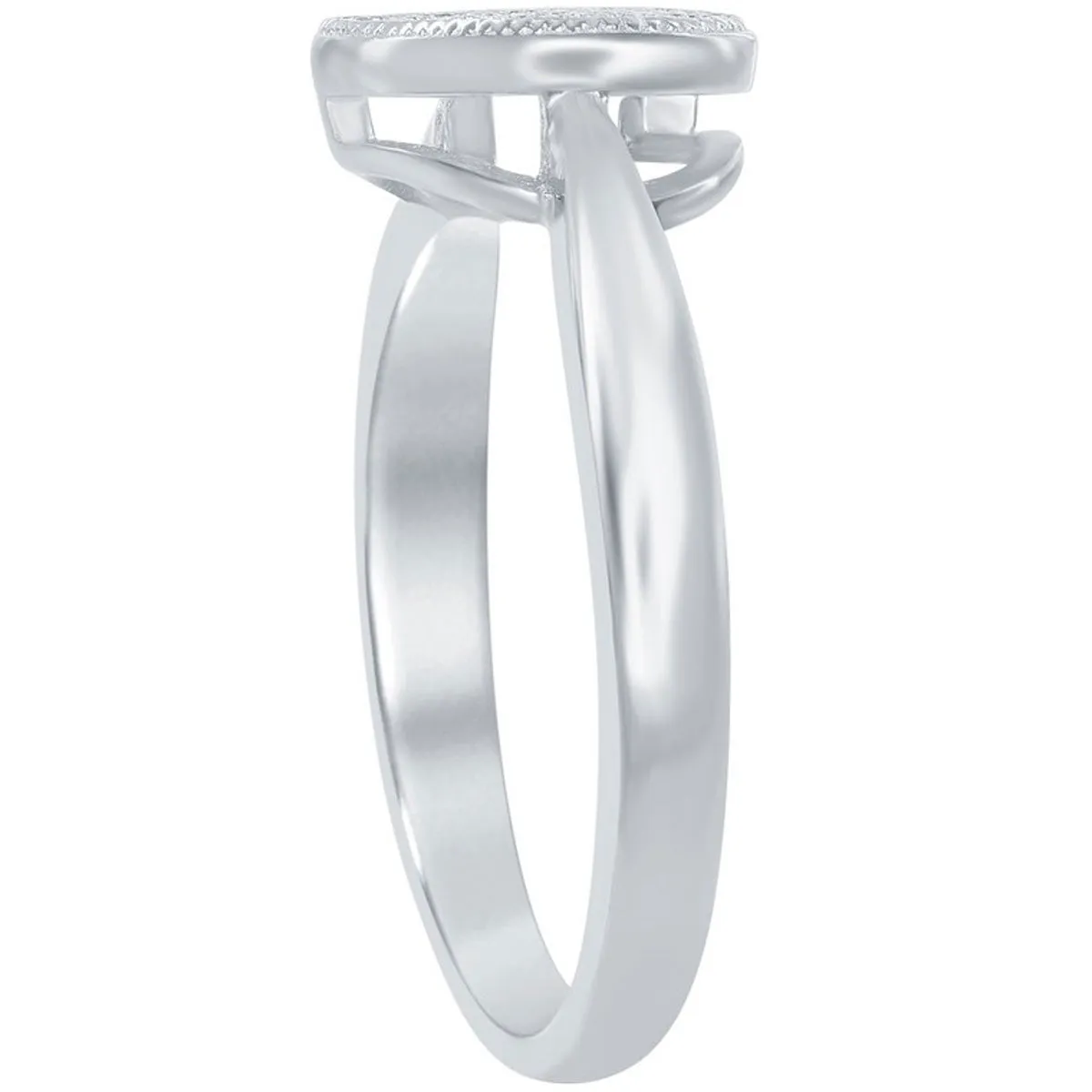 Classic Women's Silver Micro Pave CZ Heart Ring - W-9621