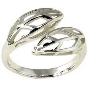 Classic Women's Silver Shiny Leaves Design Ring - W-9015