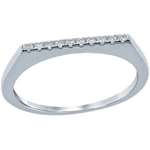Classic Women's Silver Shiny Thin White CZ Ring - W-1478