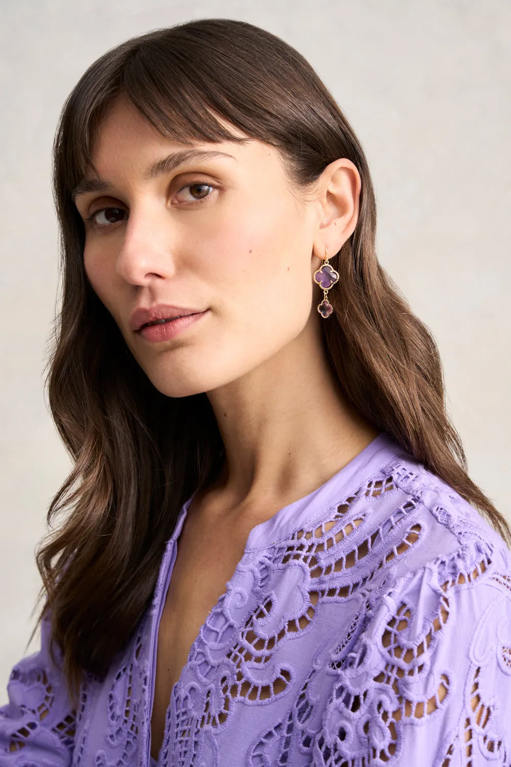 Clover Pendant Earrings - Lilac