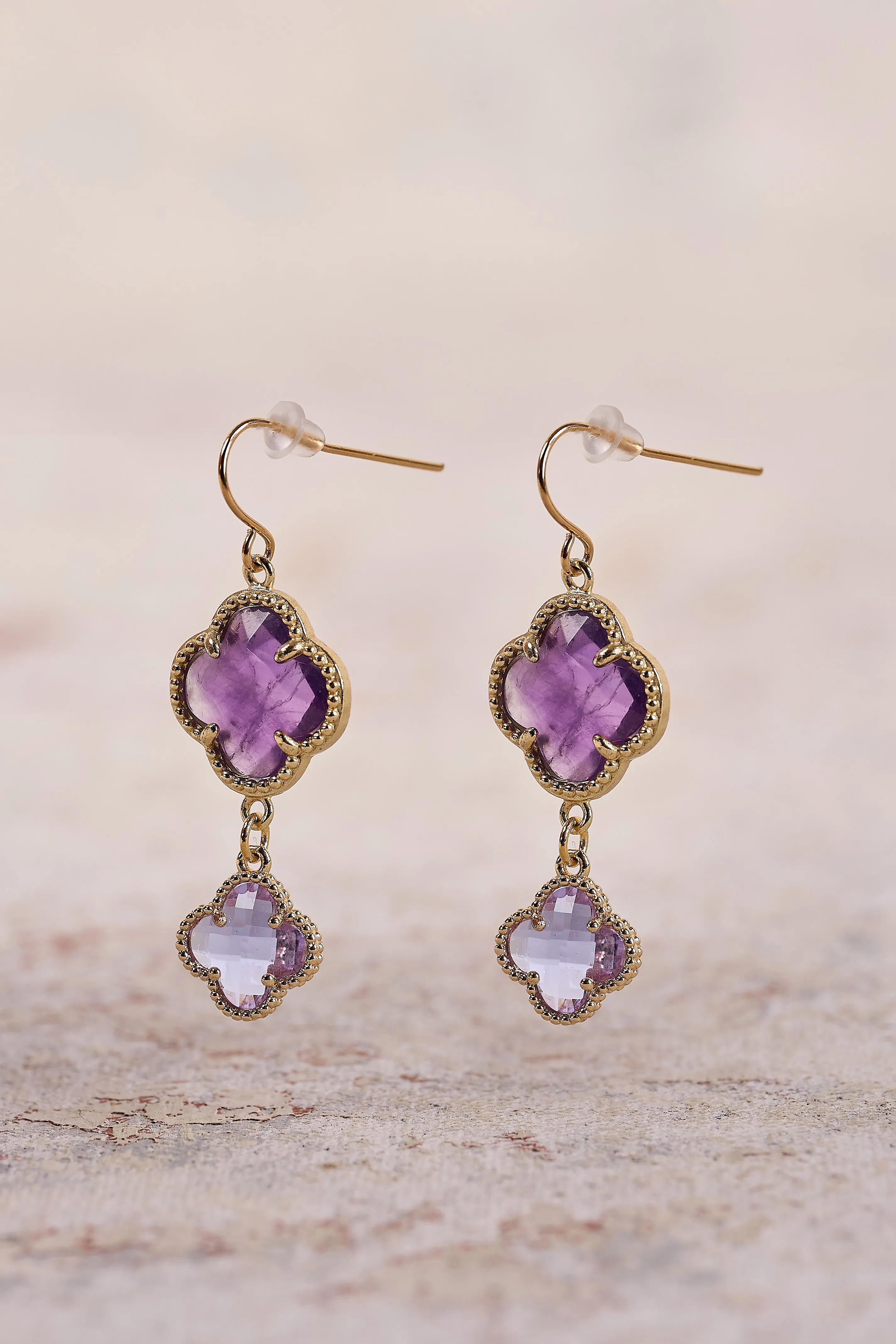 Clover Pendant Earrings - Lilac