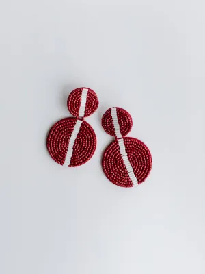 Colleen Earrings | Maroon   White