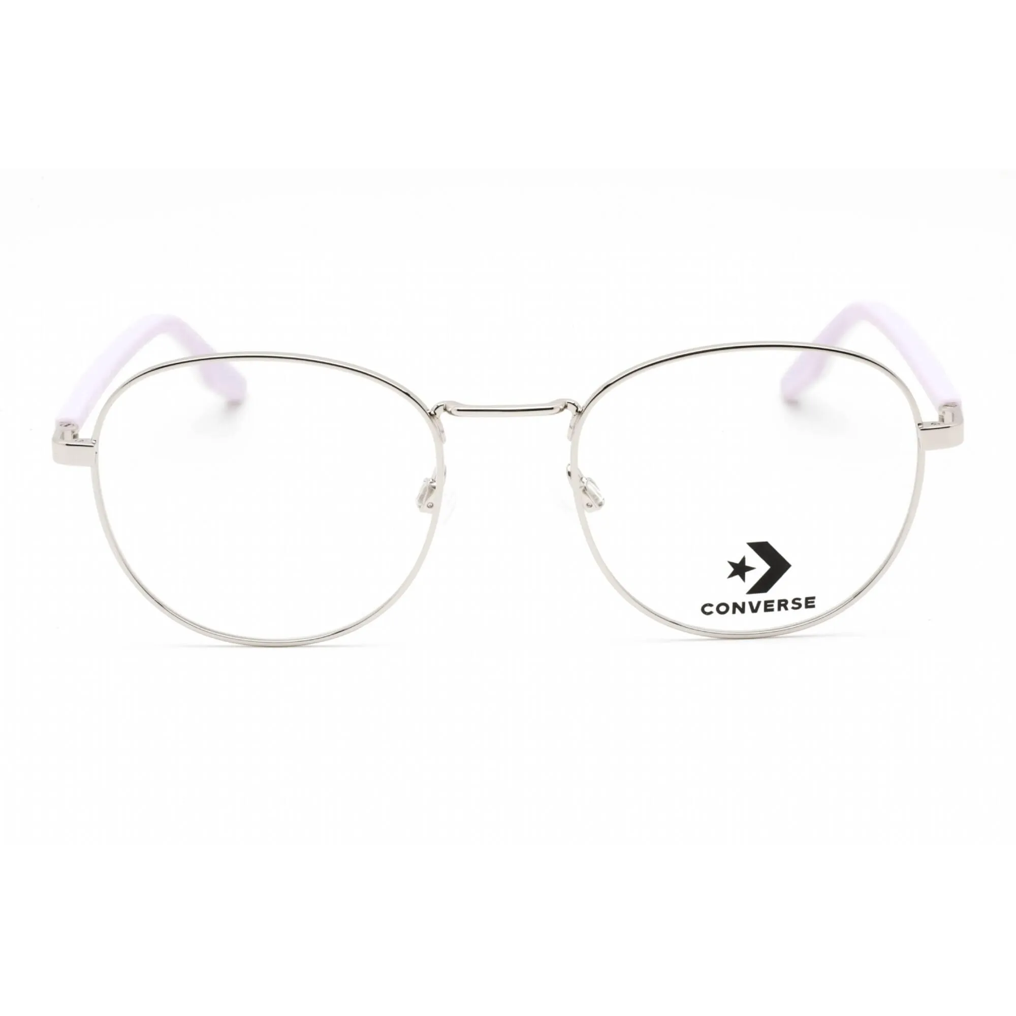 Converse Unisex Eyeglasses - Full Rim Shiny Silver Round Metal Frame | CV3015 046