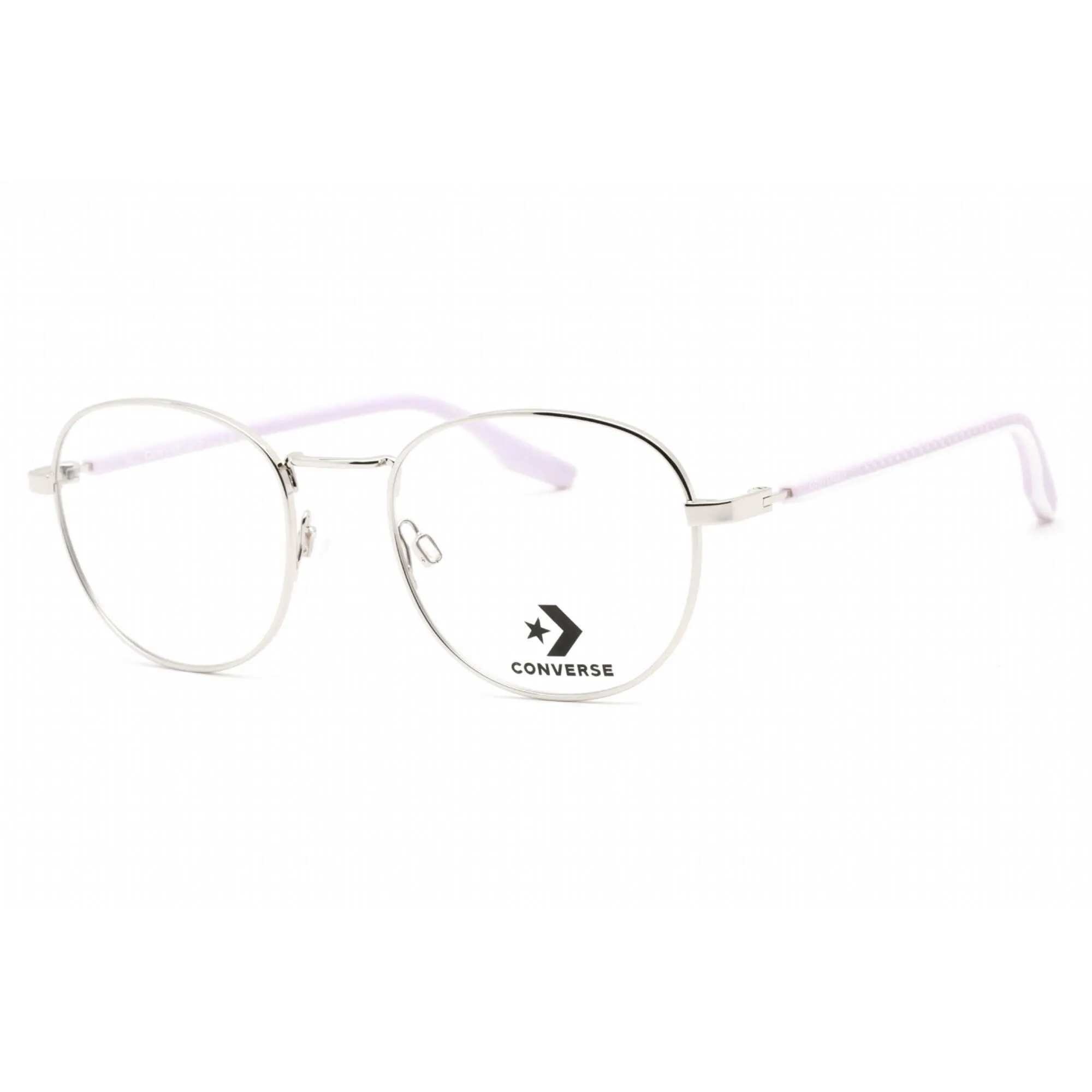 Converse Unisex Eyeglasses - Full Rim Shiny Silver Round Metal Frame | CV3015 046