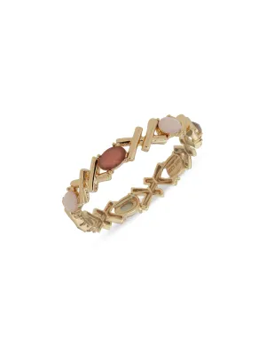 Criss Cross Oval Stone Stretch Bracelet - Pink Multi