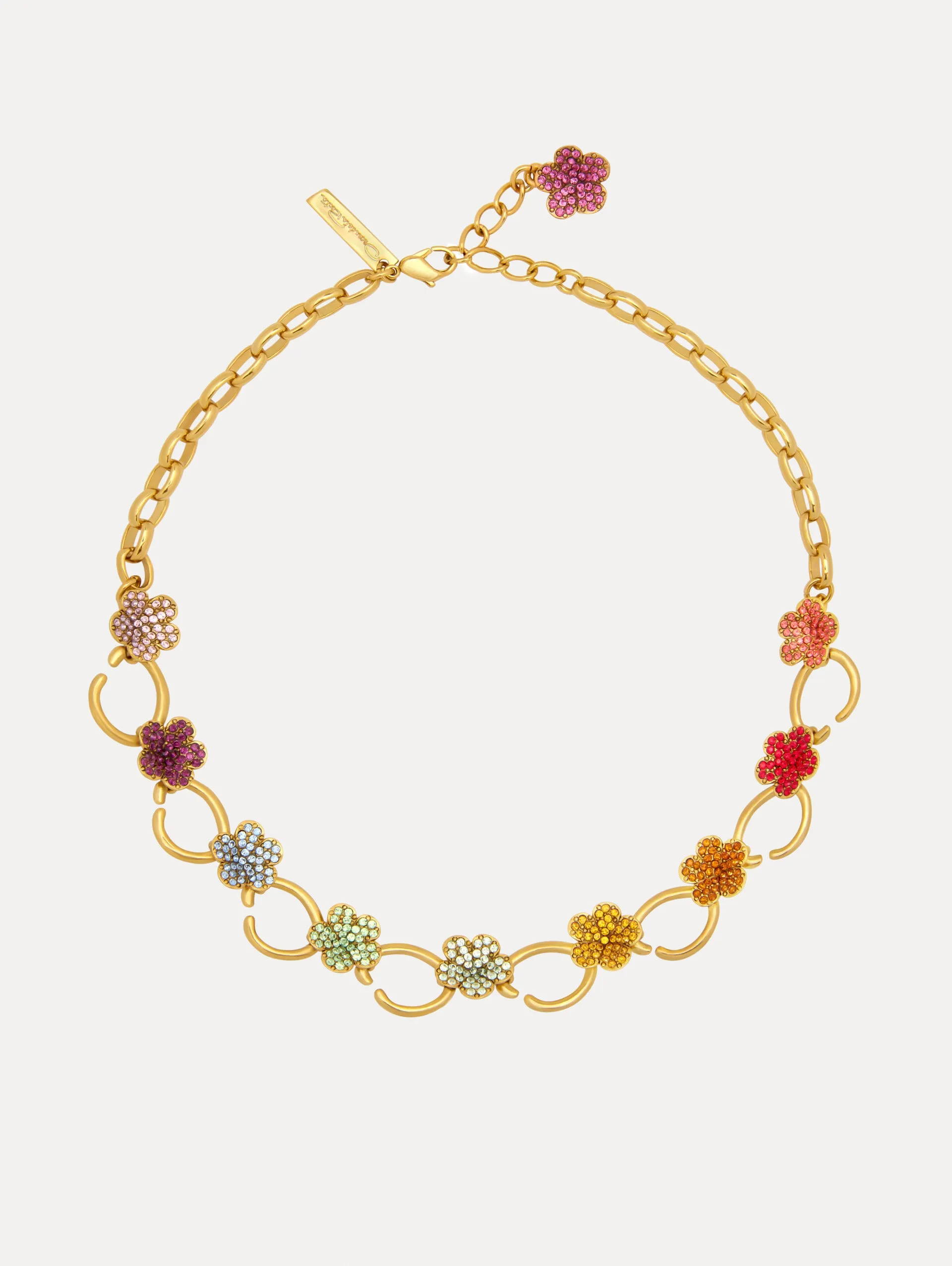 Crystal Flower O Chain-Link Necklace