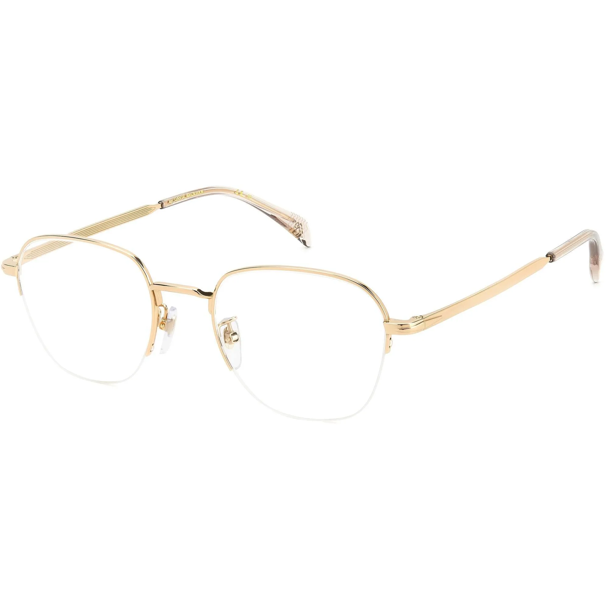 David Beckham Men's Eyeglasses - Gold Metal Half Rim Geometric Frame | DB 1109/G 0J5G