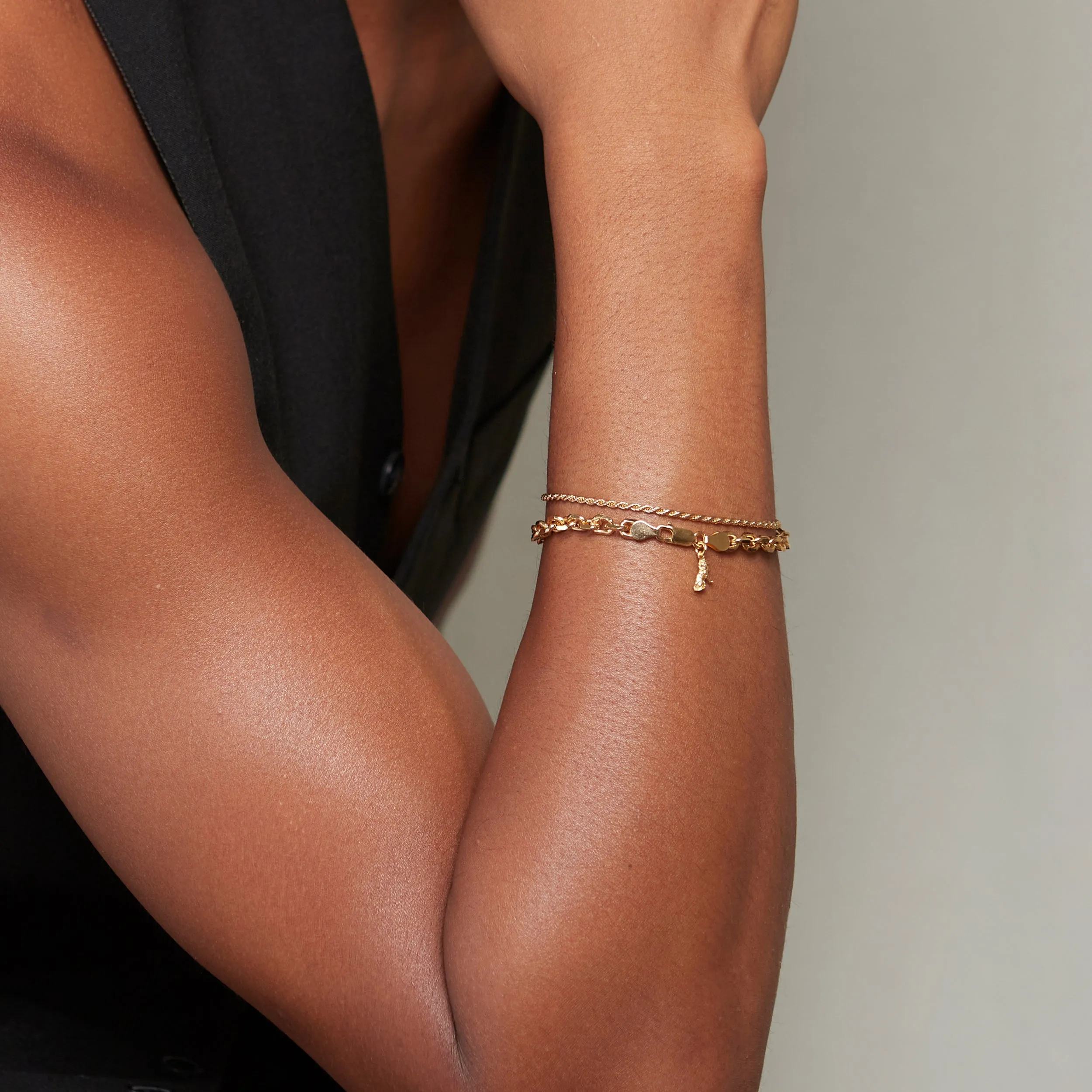 Diamond Cut Bracelet Stack in Gold for Him