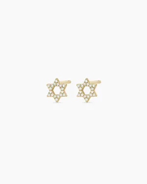 Diamond Star of David Studs