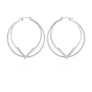 Double Hoop V Pave Earrings