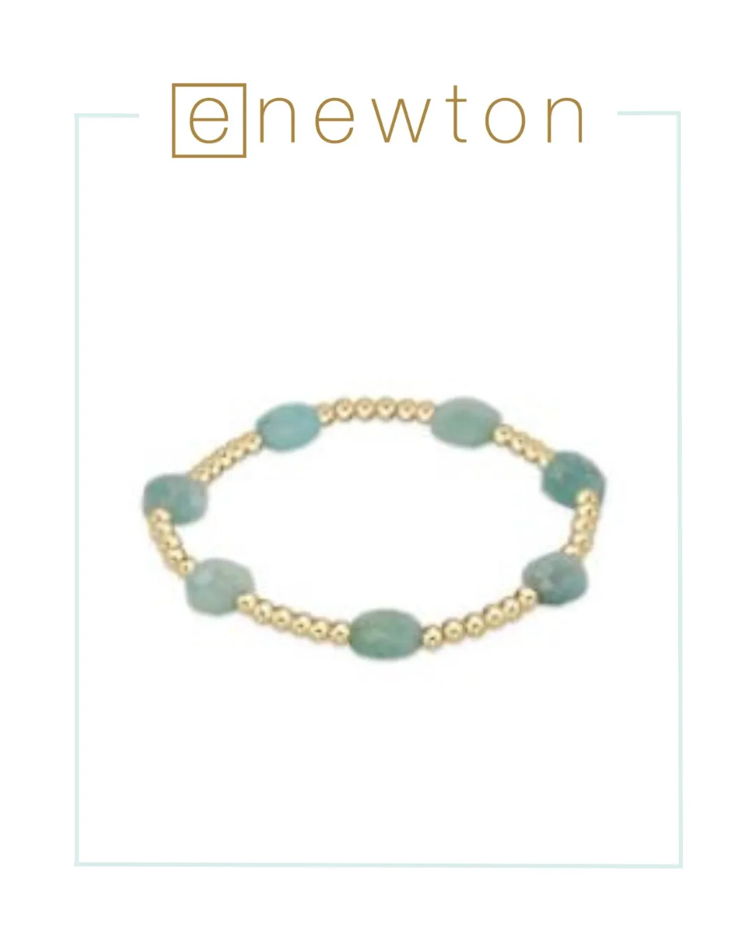 E Newton Admire Gold 3mm Bead Bracelet - Amazonite