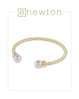 E Newton Classic Gold 3mm Bead Cuff - Pearl