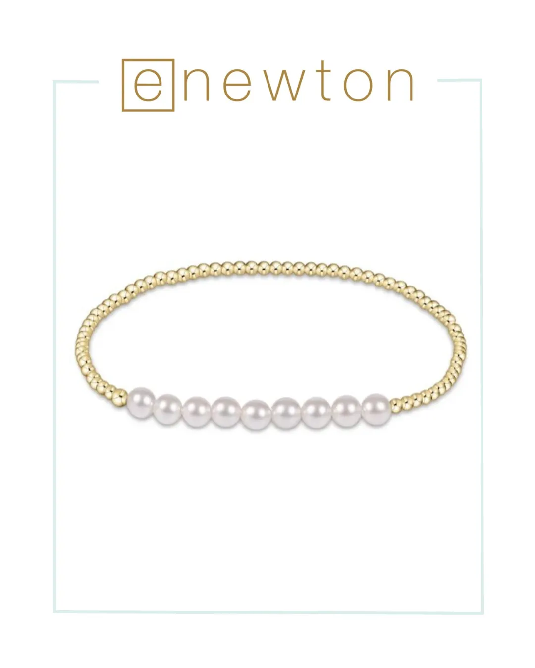 E Newton Classic Gold Beaded Bliss 2.5mm Bead Bracelet - 5mm Pearl