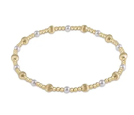 E Newton Dignity Sincerity Pattern 4mm Bead Bracelet - Pearl