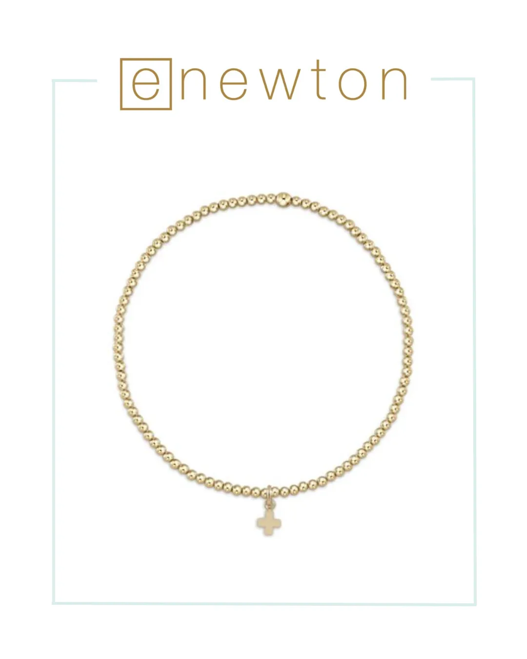ENewton Classic Gold 2mm Bead Bracelet - Signature Cross Small Gold Charm