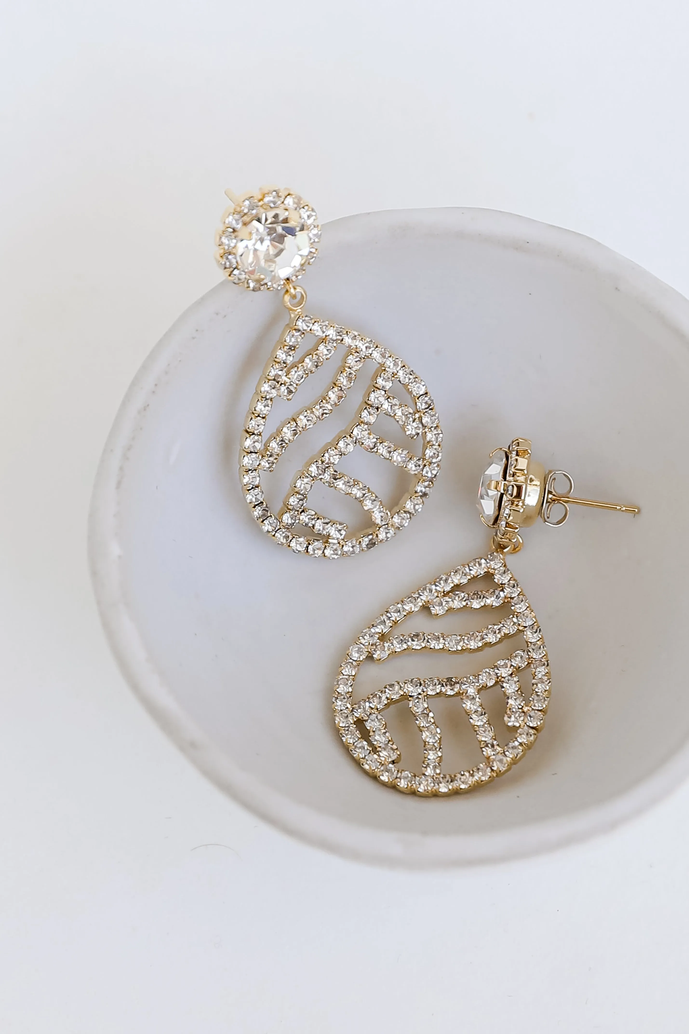 FINAL SALE - Ava Gold Rhinestone Teardrop Earrings