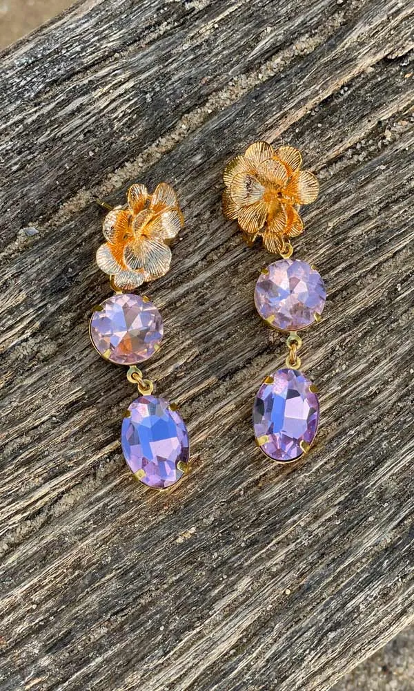 Fleur Drop Earrings - Lilac