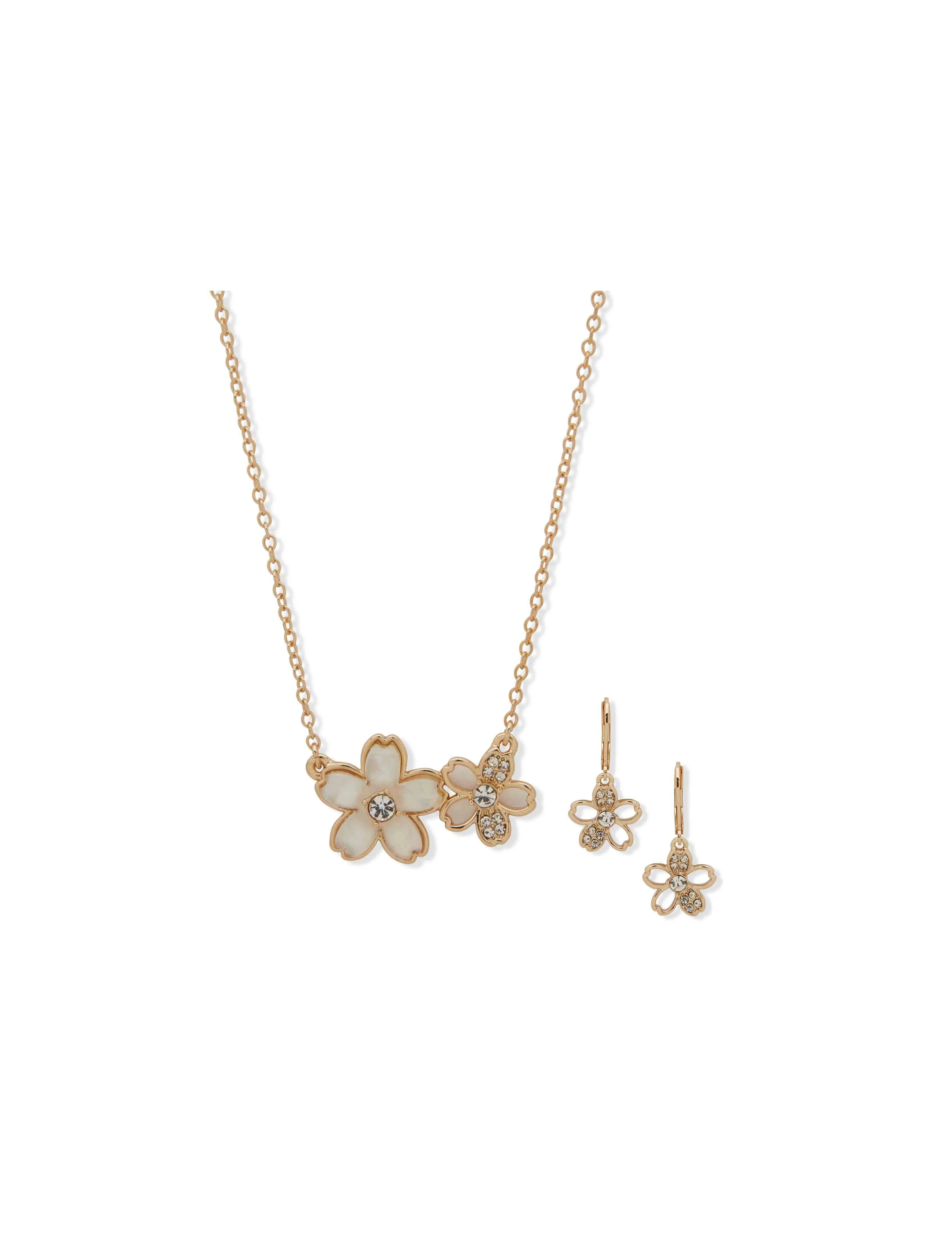 Flower Pendant Necklace Set  - Mother of Pearl