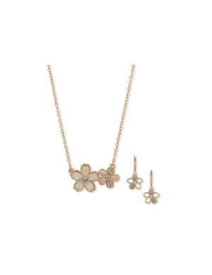 Flower Pendant Necklace Set  - Mother of Pearl