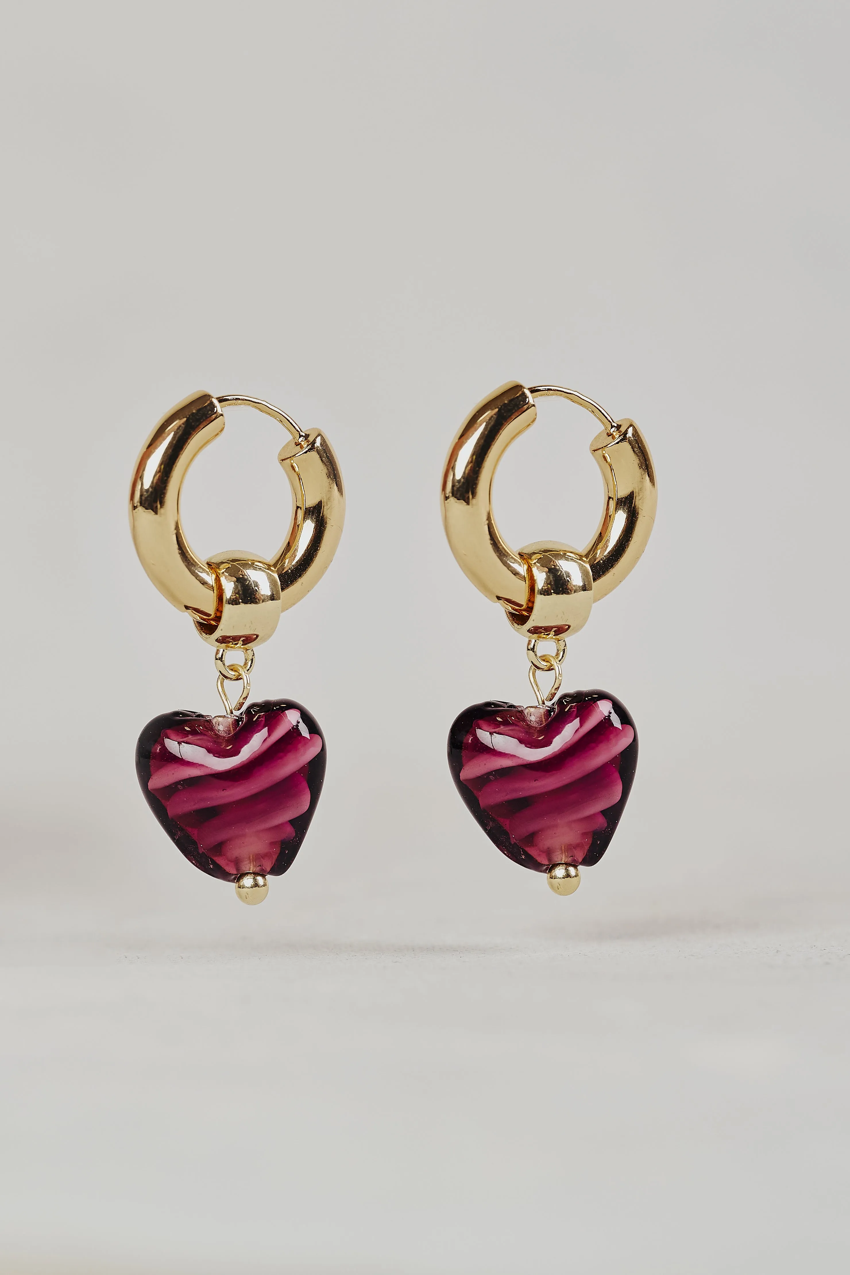 Glass Heart Drop Earrings - Multicolour