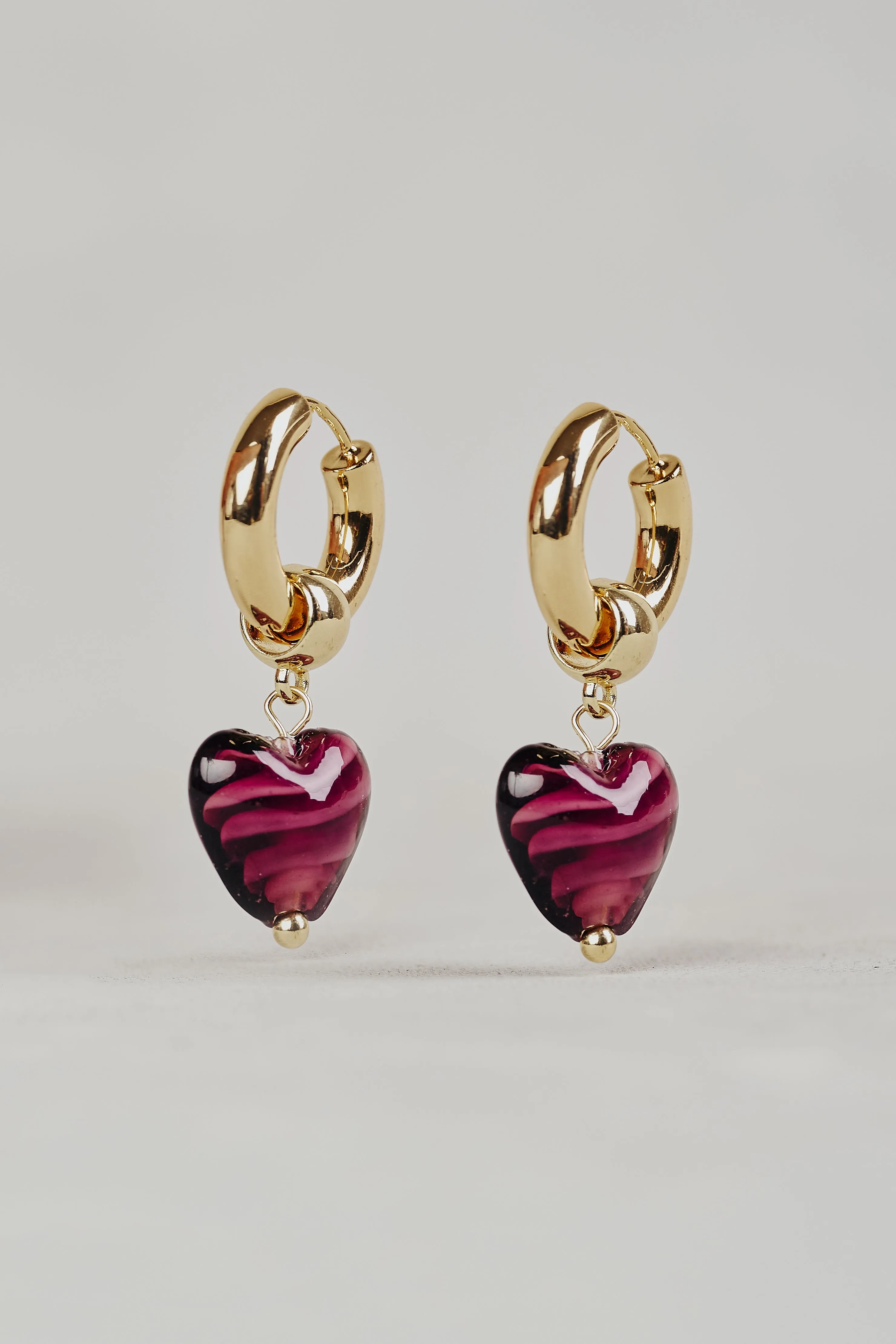 Glass Heart Drop Earrings - Multicolour