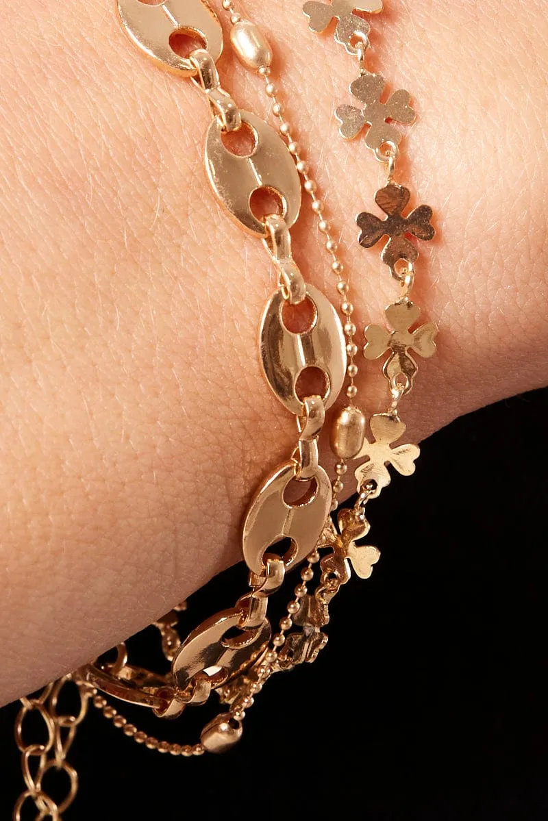 Gold 3 Pack Bracelets Set