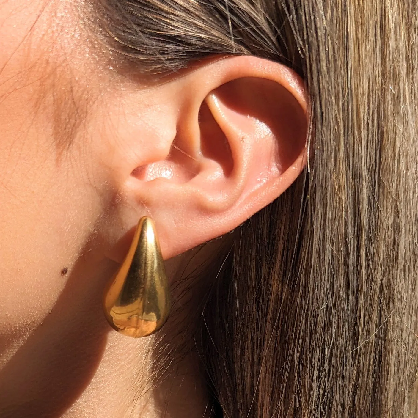 Gold Bold Tear Drop Earrings