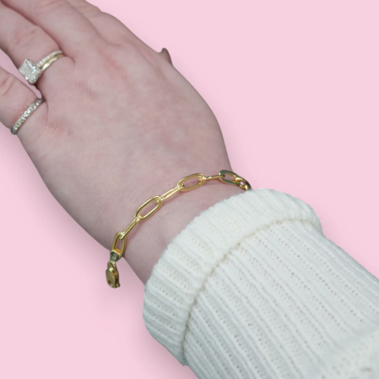 Gold Plated Large PaperClip Link Bracelet