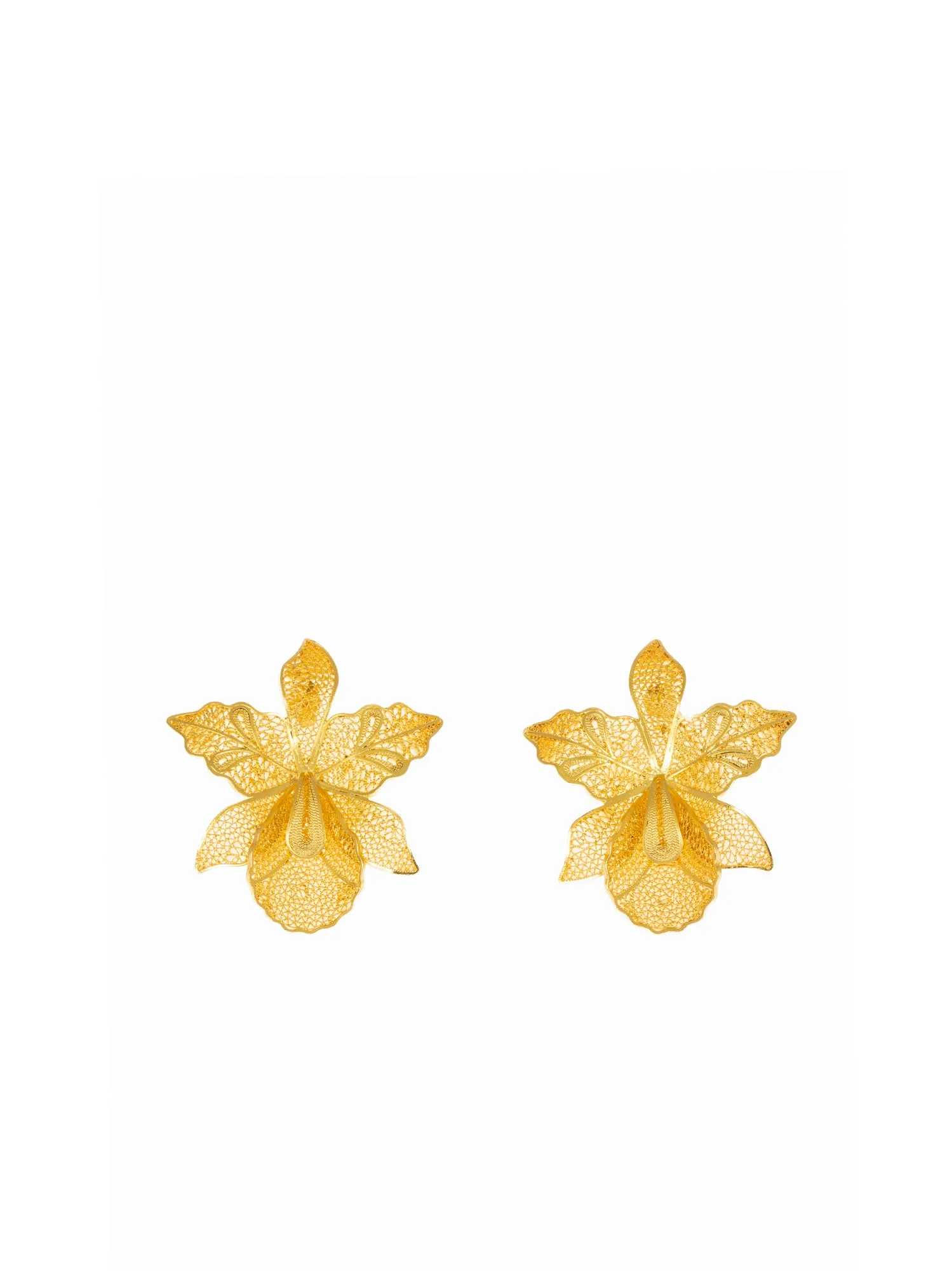 Gold Plated Orchid Filligree Earrings