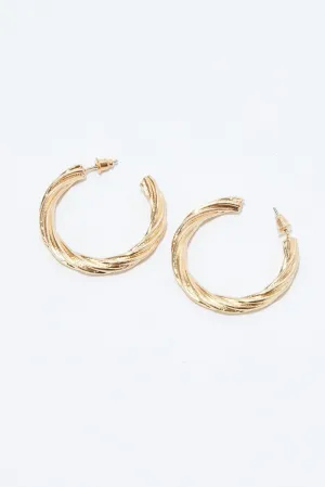Gold Twist Hoop Earrings