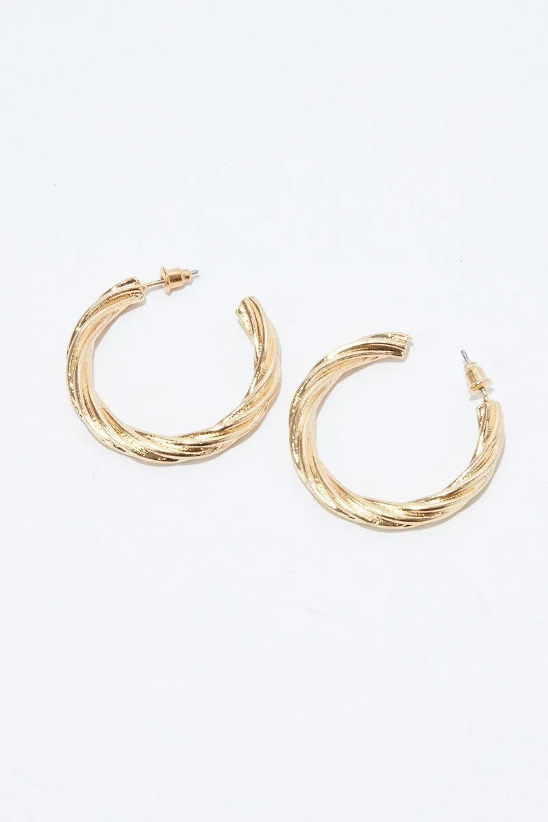 Gold Twist Hoop Earrings