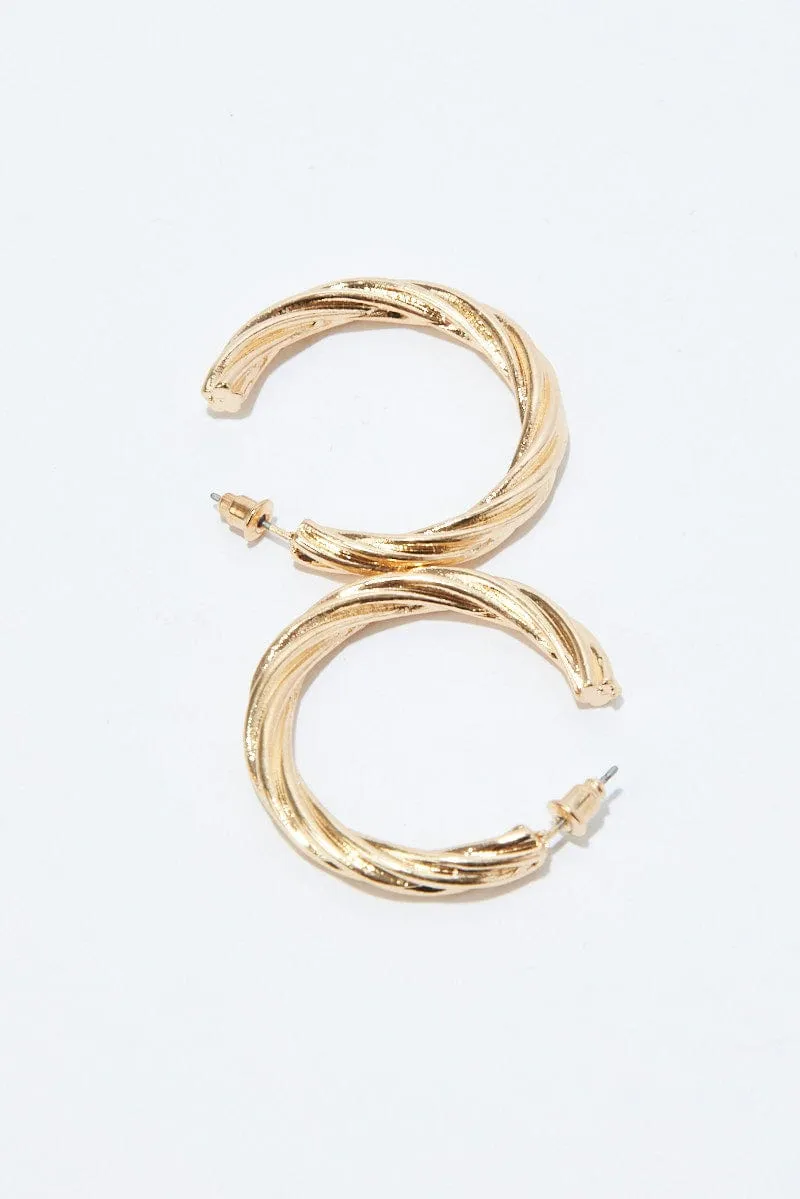 Gold Twist Hoop Earrings