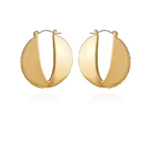 Goldtone Crystal Stone Hoop Earrings