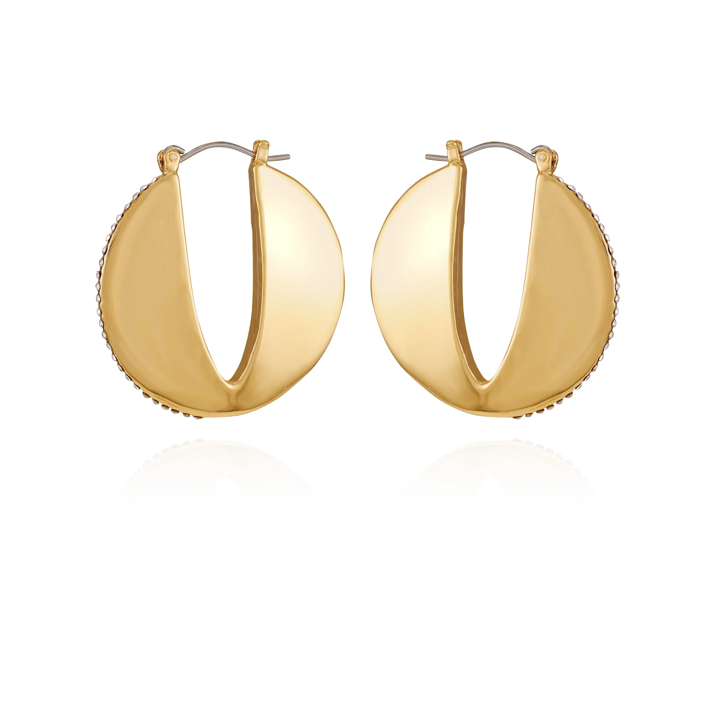 Goldtone Crystal Stone Hoop Earrings