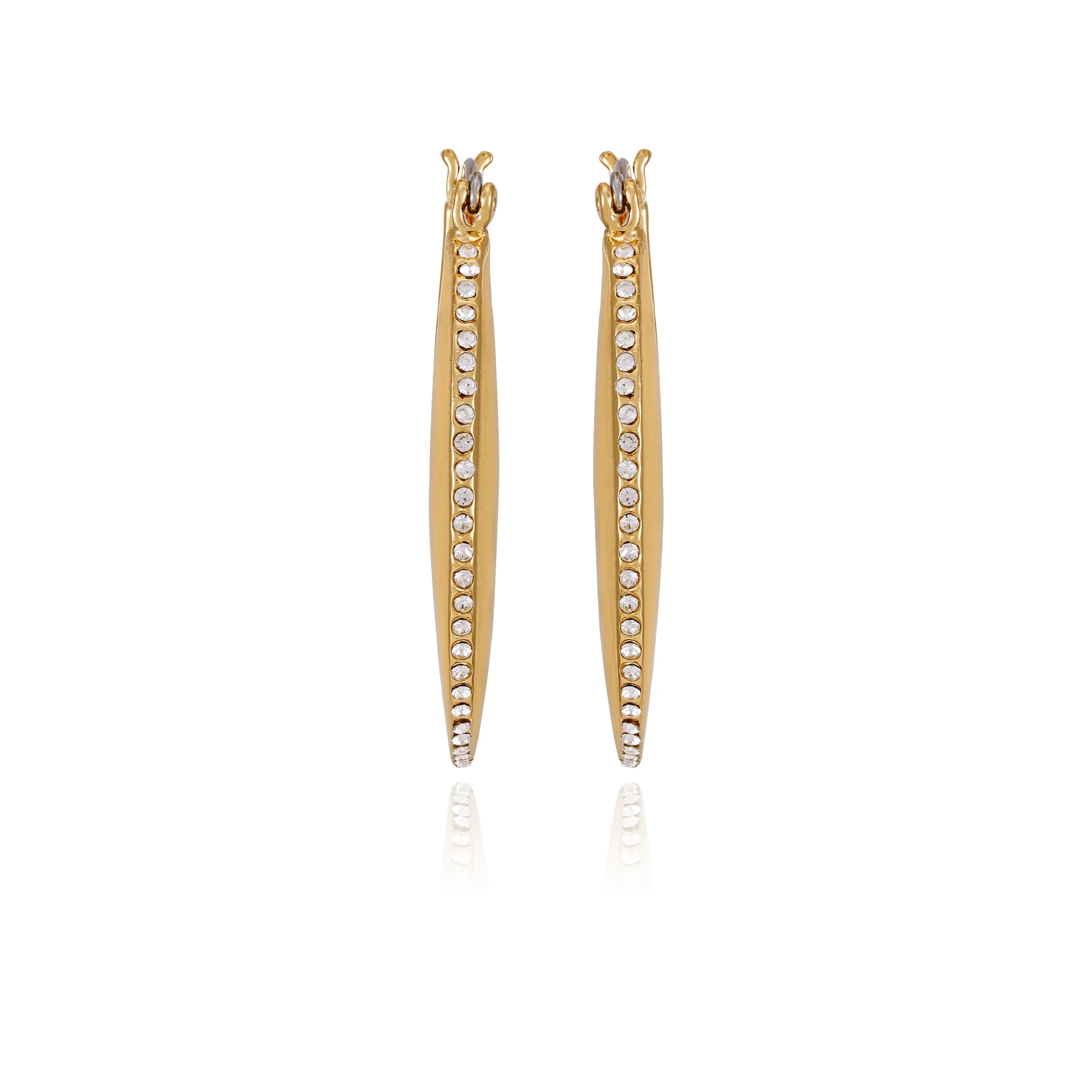 Goldtone Crystal Stone Hoop Earrings